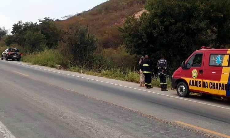 Ambulância sai da pista e bate em árvore na Chapada Diamantina