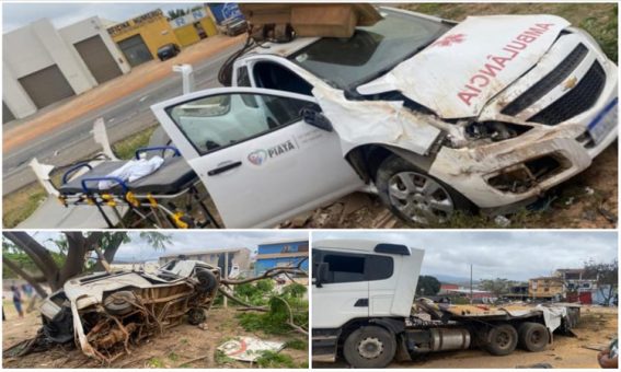 Acidente entre caminhões, ambulância e kombi mata duas pessoas na Chapada Diamantina