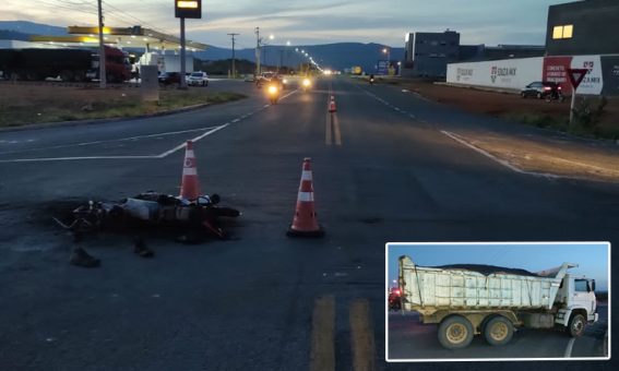 Motociclista morre após colisão entre motocicleta e caçamba na BA-262, em Brumado