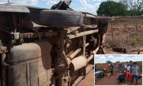 Duas pessoas morrem e seis ficam feridas após pneu de van estourar e veículo capotar na Bahia