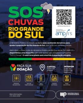 MP da Bahia arrecadará donativos para vítimas das enchentes do Rio Grande do Sul