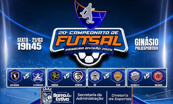Segunda rodada do 20º Campeonato de Futsal de Barra da Estiva promete grandes emoções