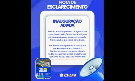 Inauguração adiada