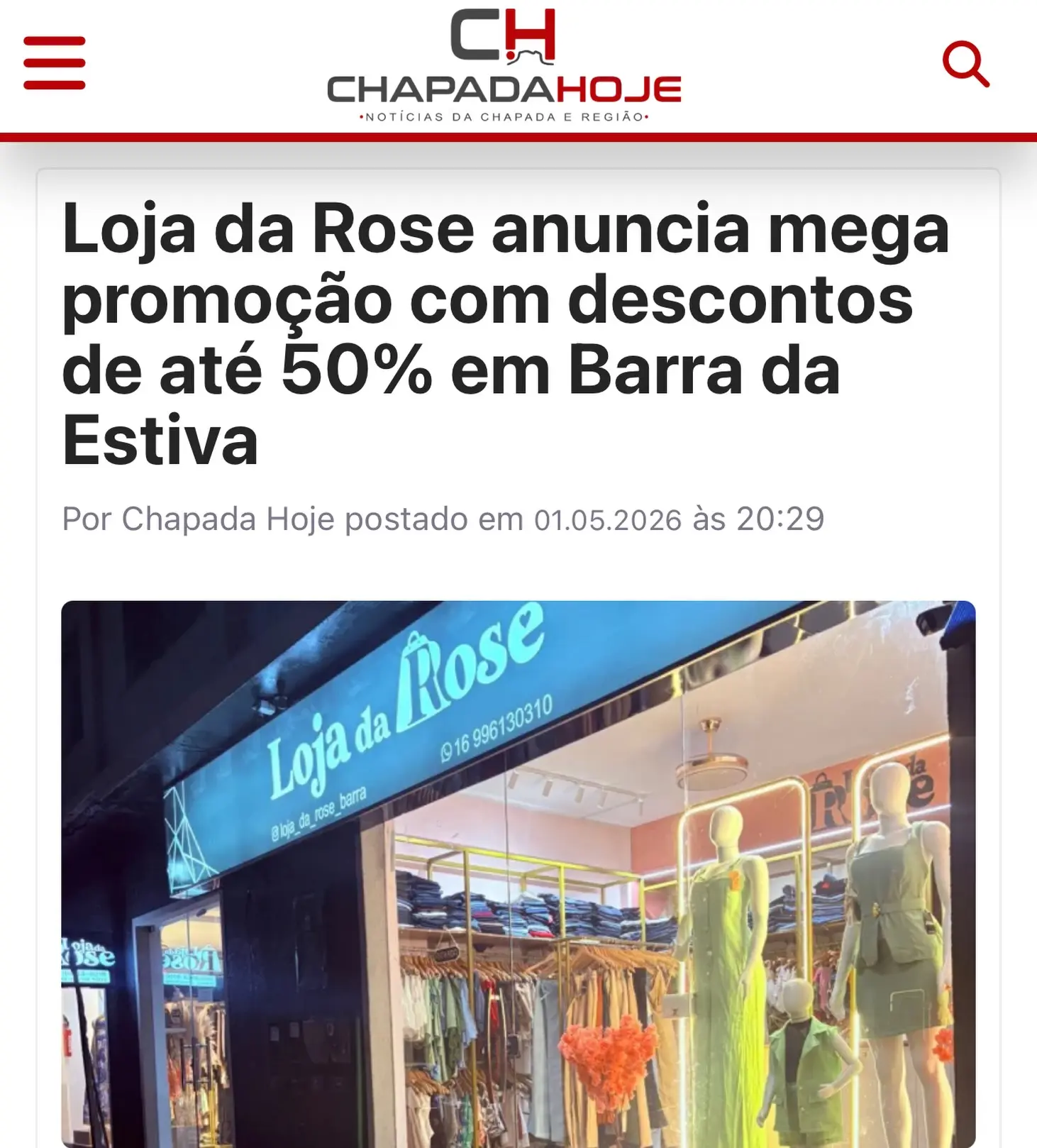 Loja da Rose anuncia mega promoção com descontos de até 50% em Barra da Estiva

Veja a matéria completa no site chapadahoje.com.br 📲

🌐 Link na Bio

#chapadahoje #noticias #promoçāo #lojadarose #barradaestiva